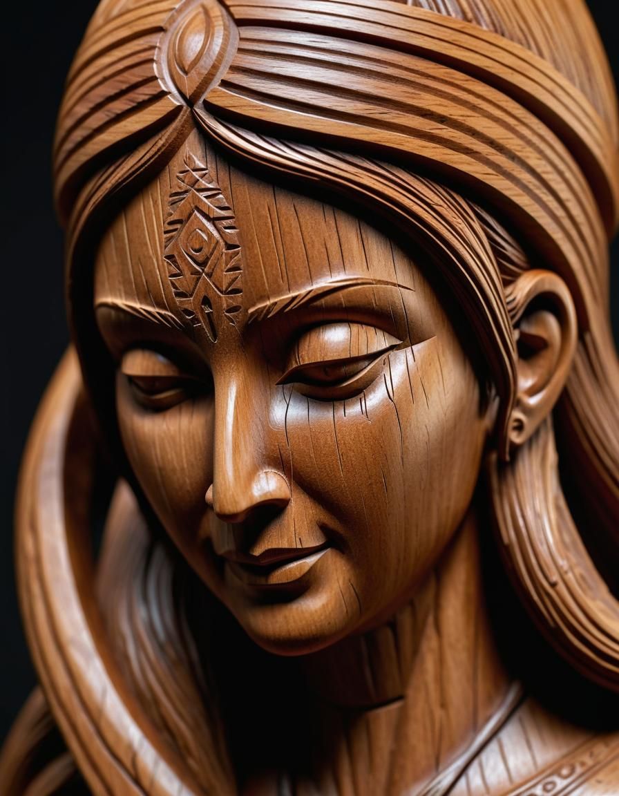 Majestic Wood Carving with Intricate Details
