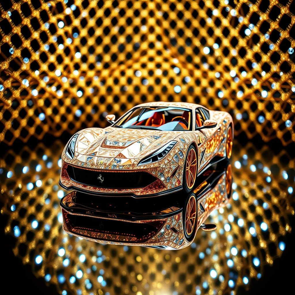Luxurious Diamond Ferrari Roma in 24K Gold