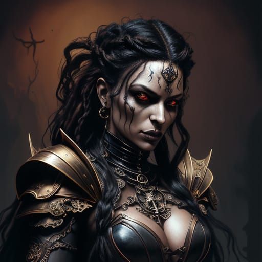 Steampunk Gothic Spider-Woman Emerges from Shadows