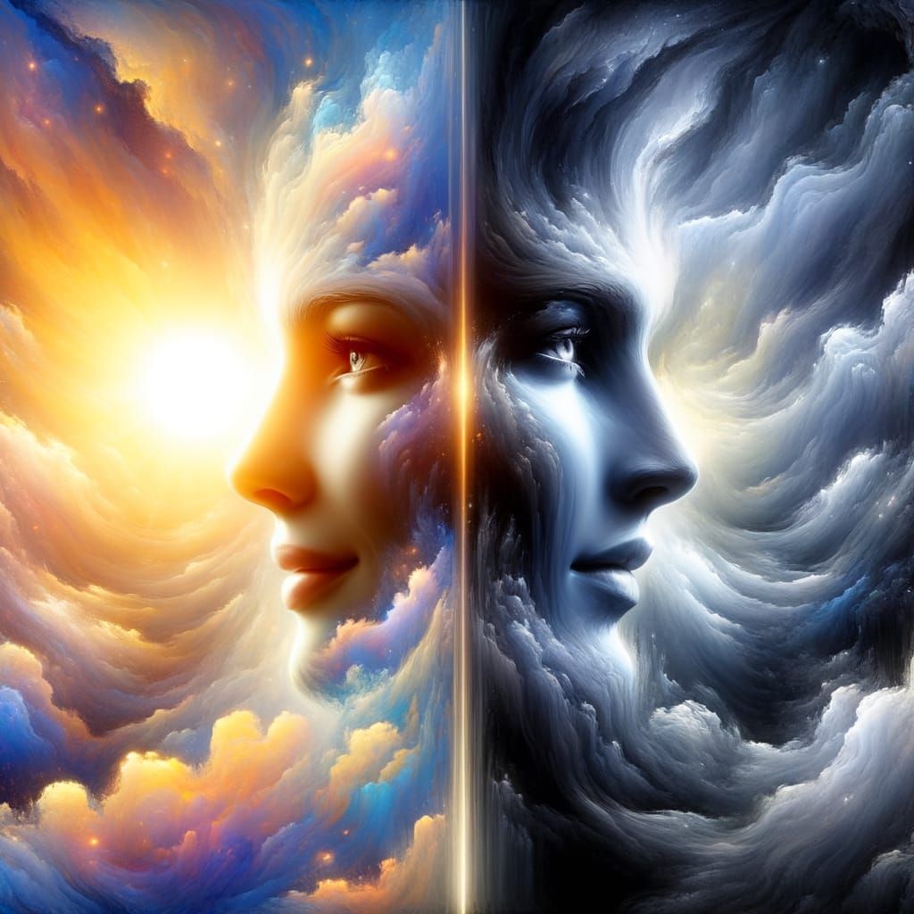 Epic Clash of Day and Night: Joy and Sorrow Entwined