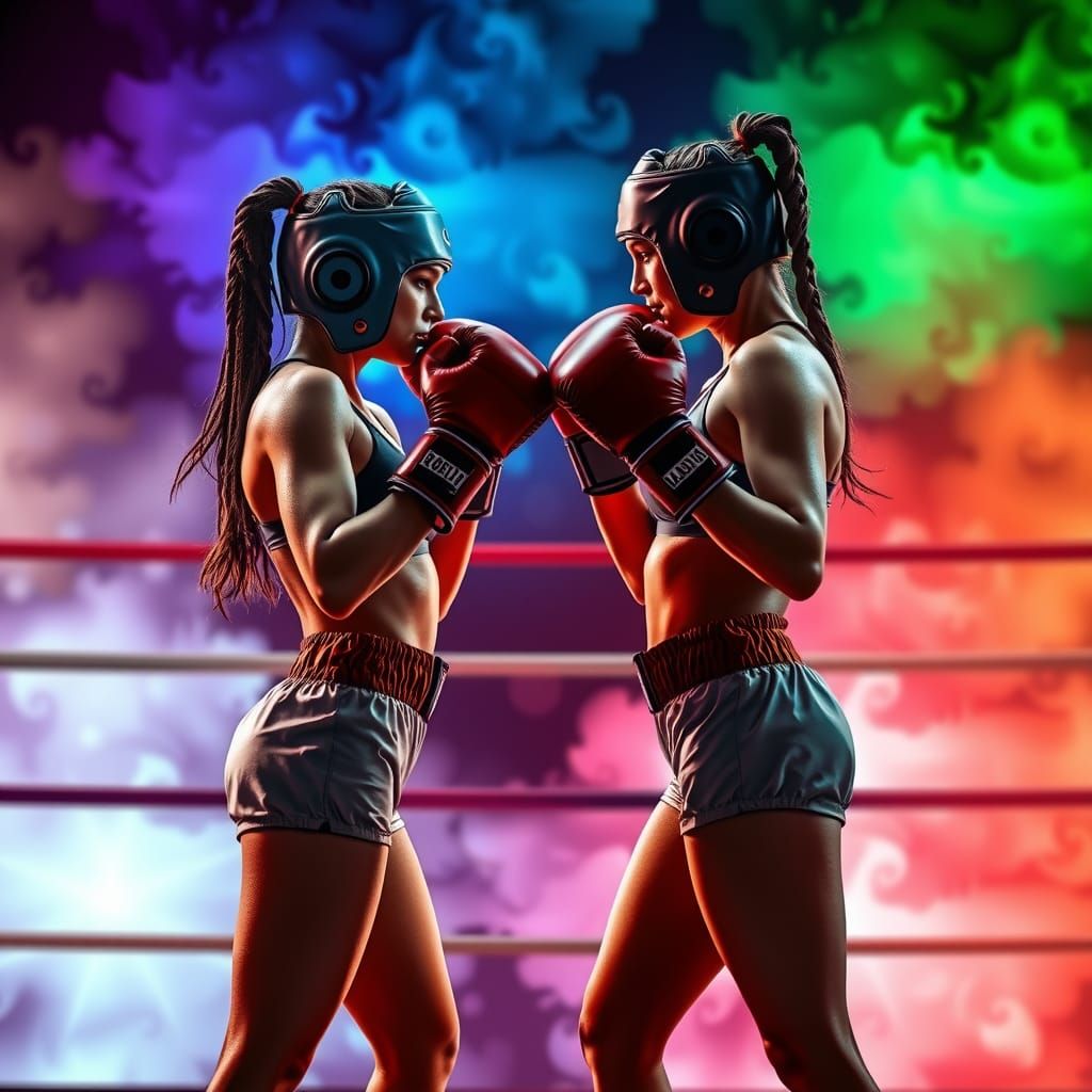 Female Boxers Face Off in Intense Boxing Stance