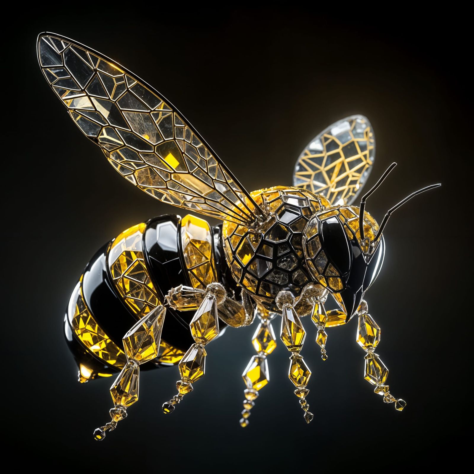 Crystal Glass Bee in Hyperrealistic 3D