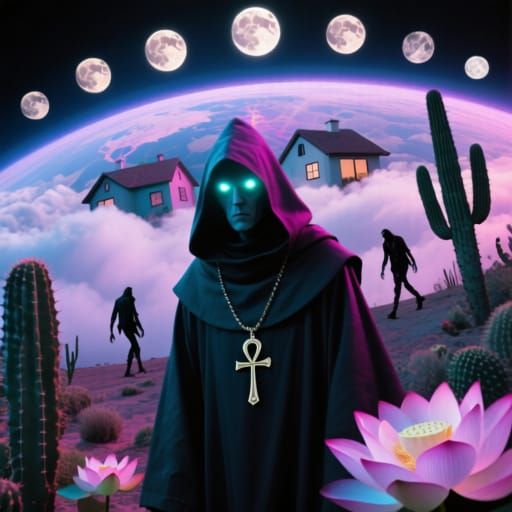 Andromeda Collision Zone with Gothic Monk and Alien Homes