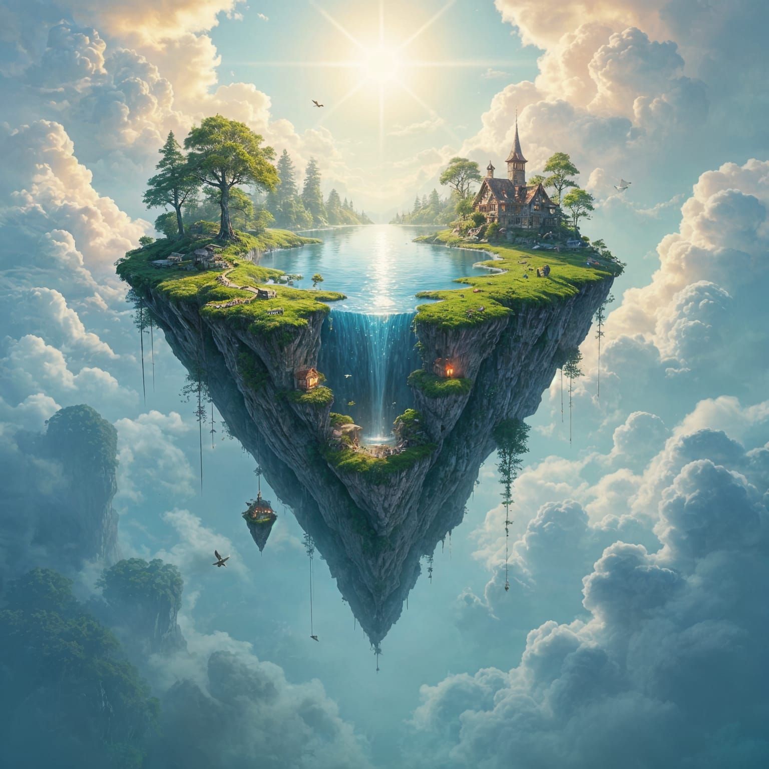 Upside-Down Floating Island with Hanging Forest