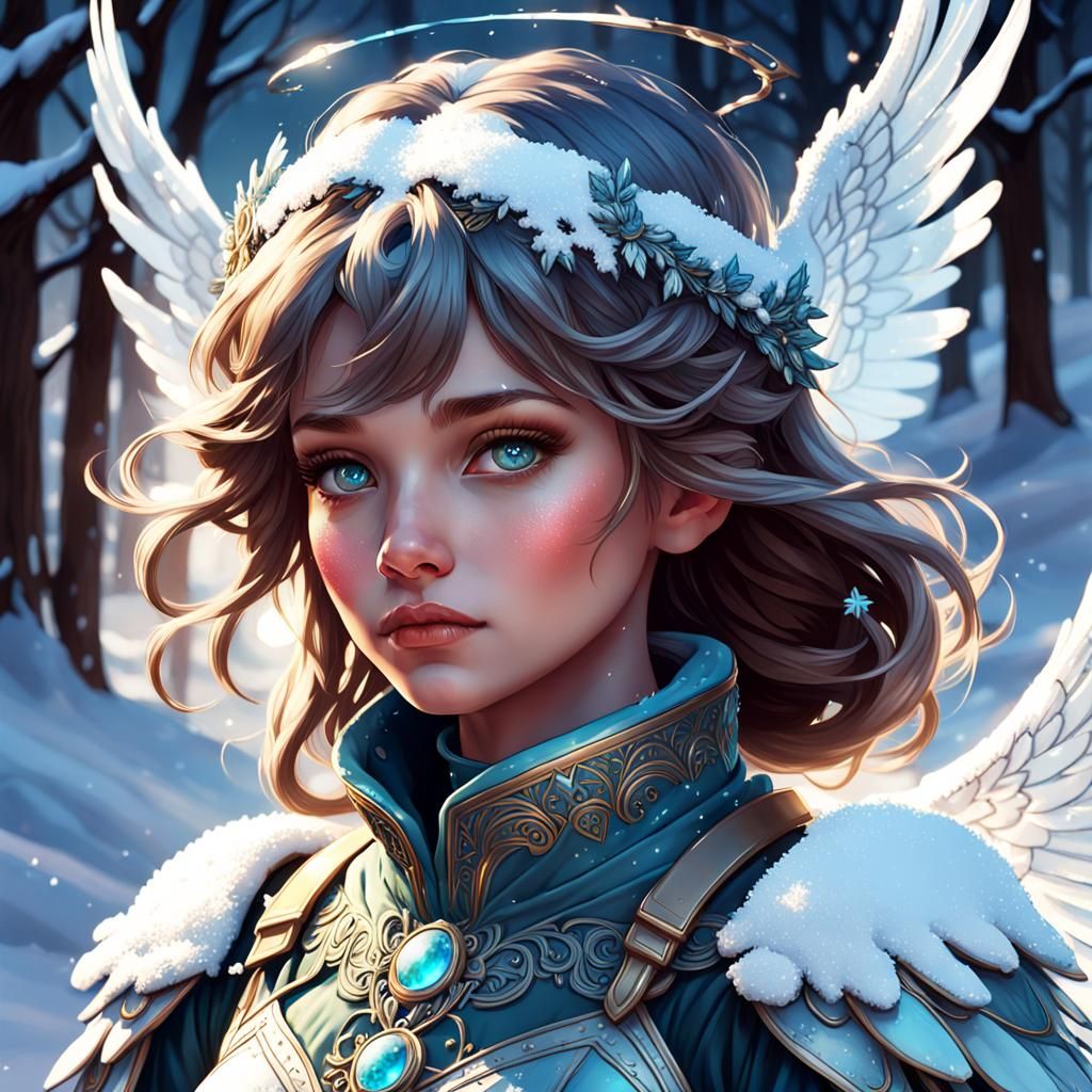Gorgeous Snow Angel Portrait in Art Nouveau Style