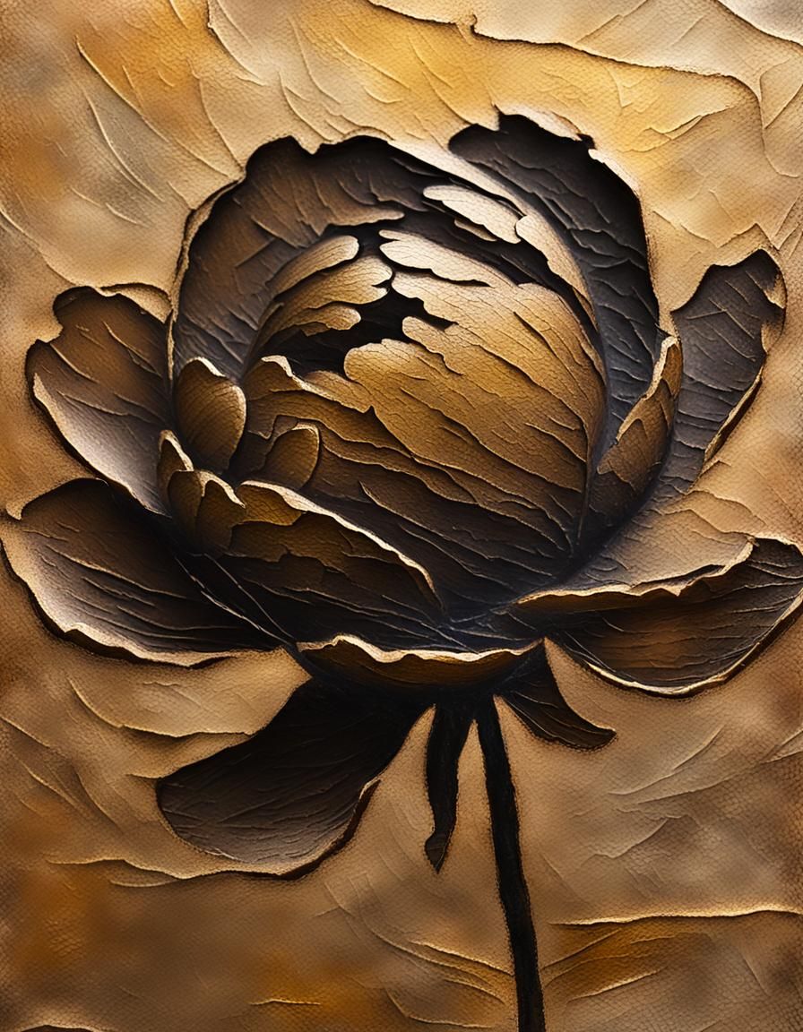 Peony Sgraffito Painting Inspired by Abstract Expressionism