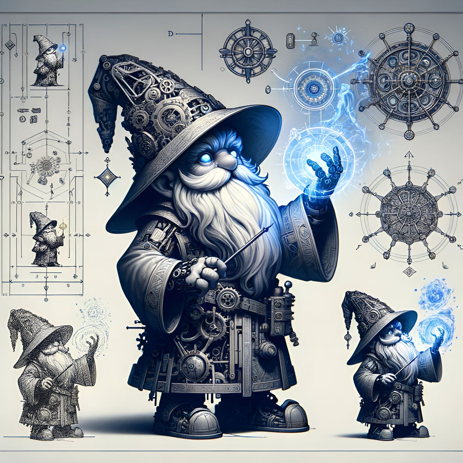 Mechanical Gnome Wizard Casting Magic