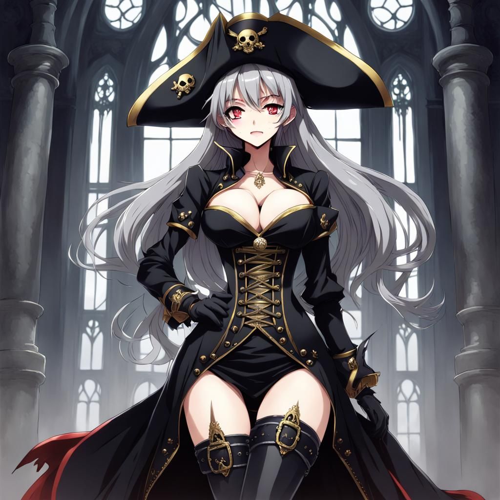 Gothic Vampire Pirate Goddess in Anime Style