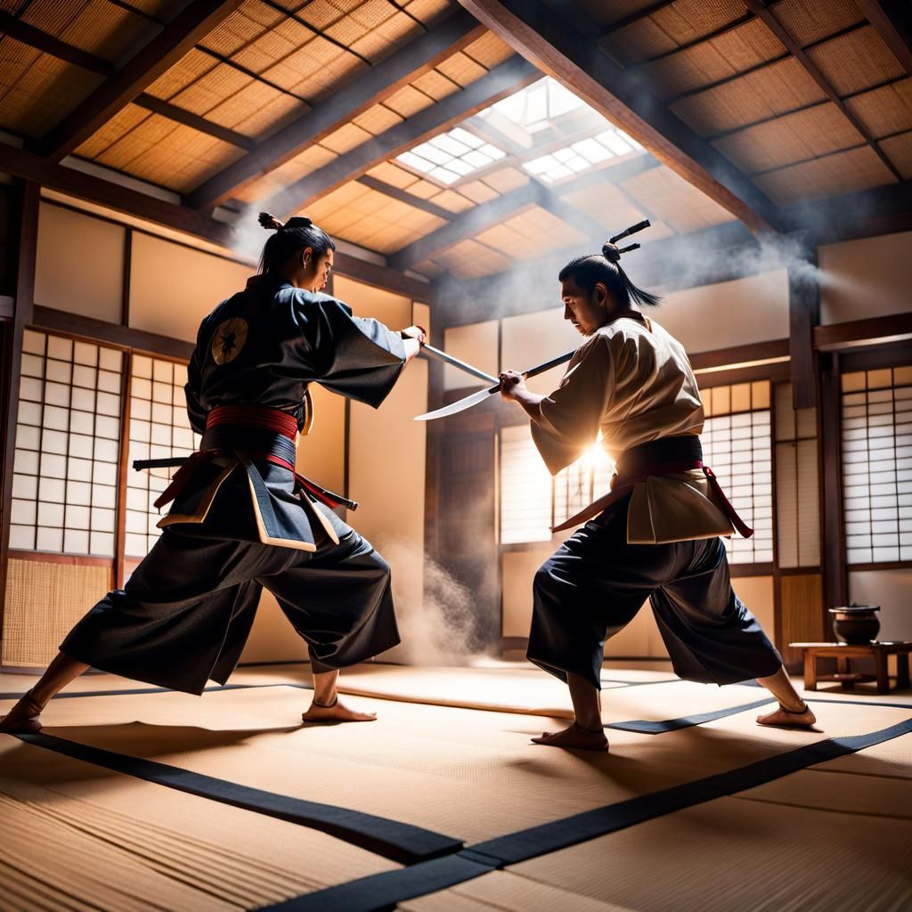 Samurai Sword Fight in Japanese House