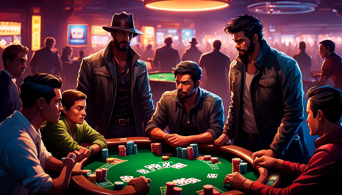 Gambling Board Game Night in Comic Art Style