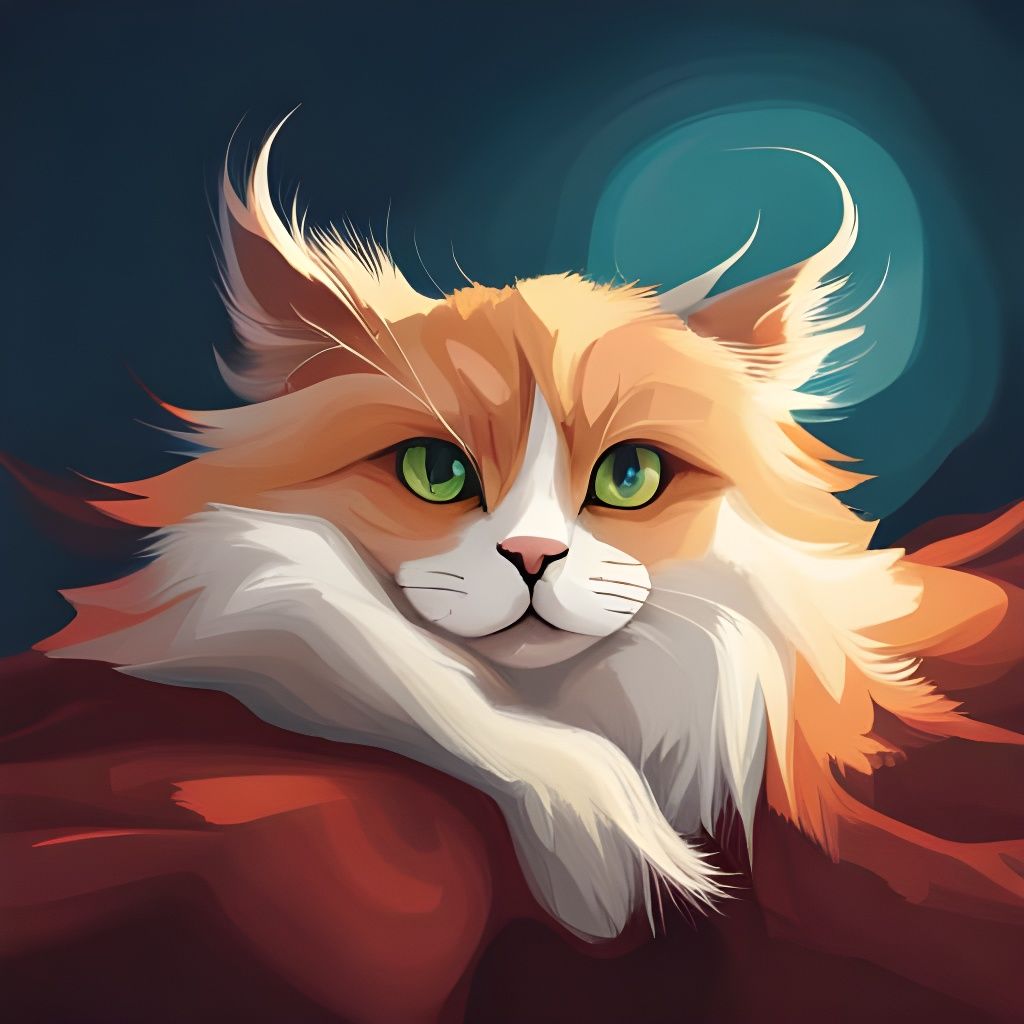 Dramatic Floofy Cat Sleepyhead Portrait