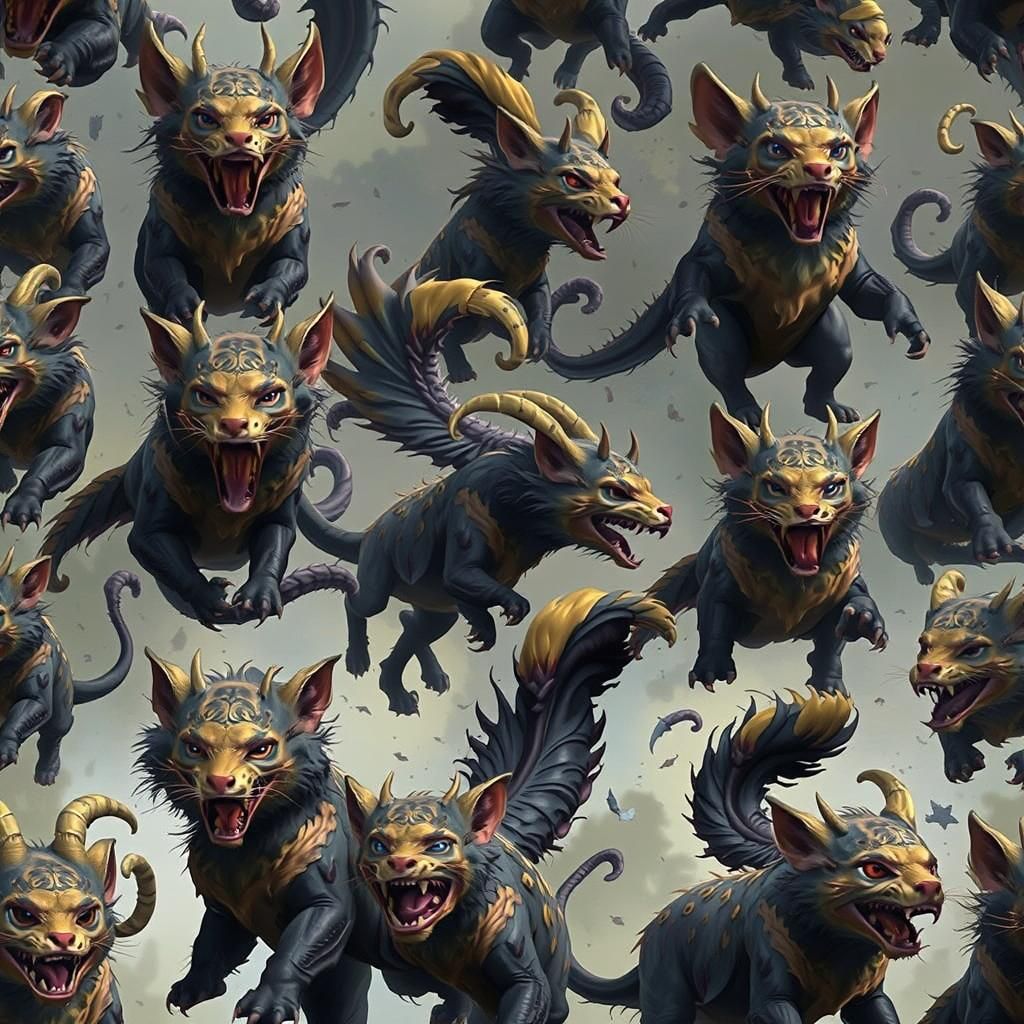 Unique Two-Tailed Creature with Squared Head