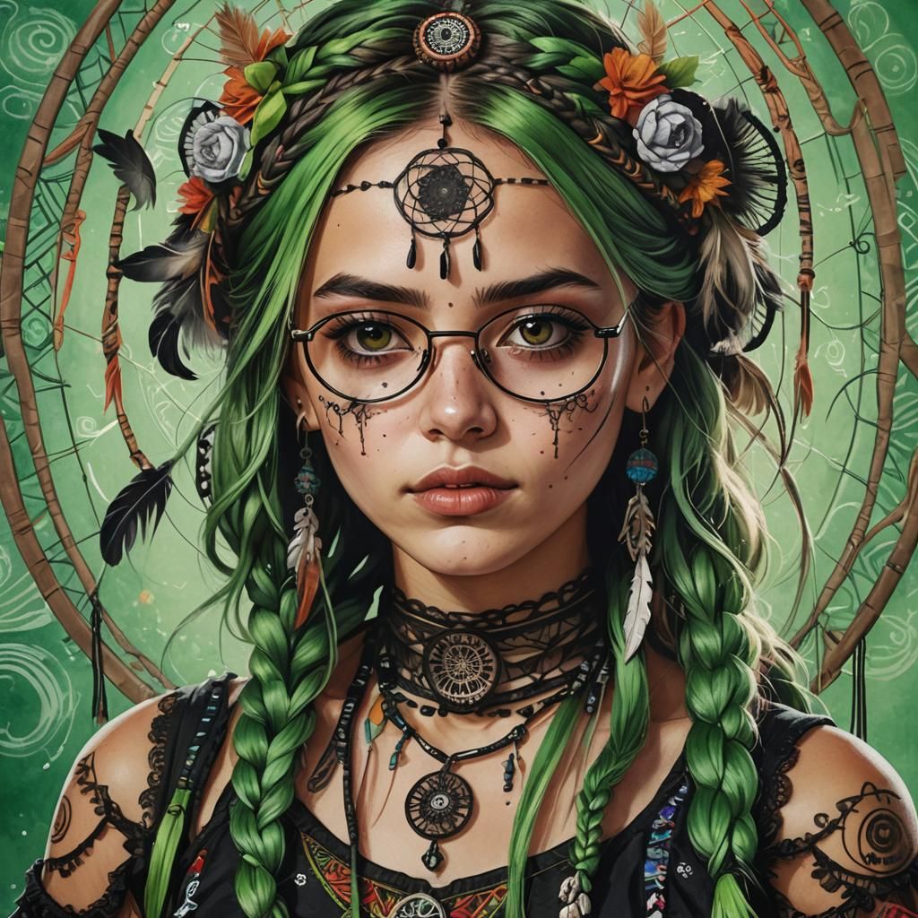 Green Haired Woman in Catrina Costume, Zbrush Realism