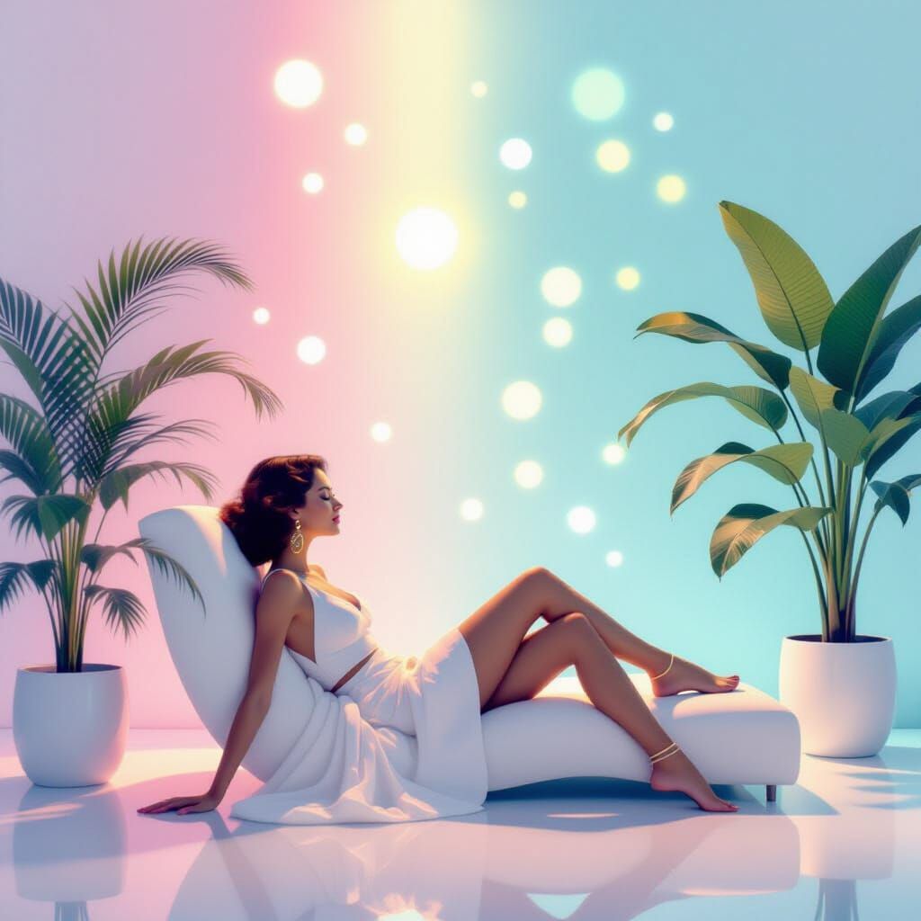 Ethereal Minimalist Painting with 40s Glamour