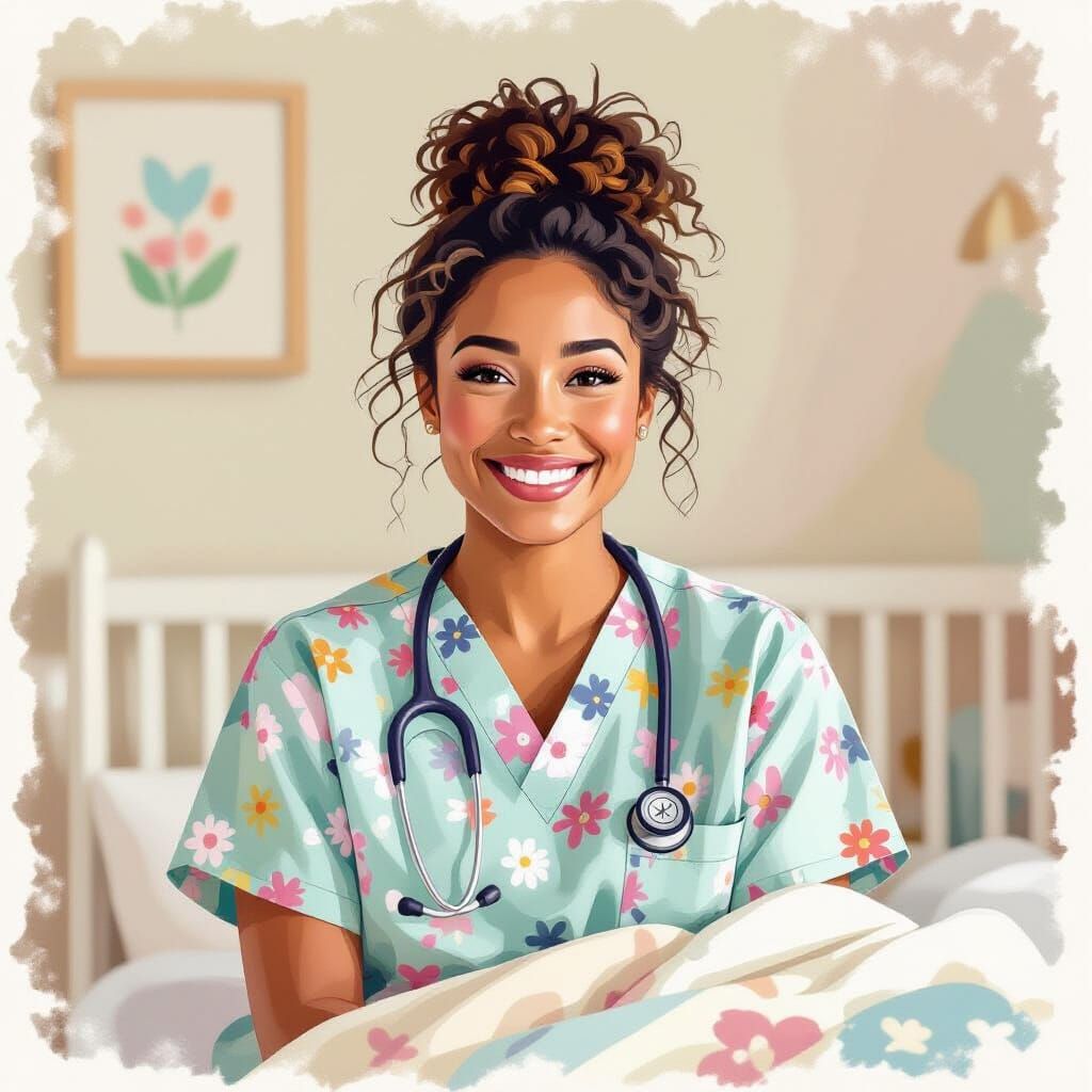 Whimsical Caregiver in Nursery, Beatrix Potter Inspired