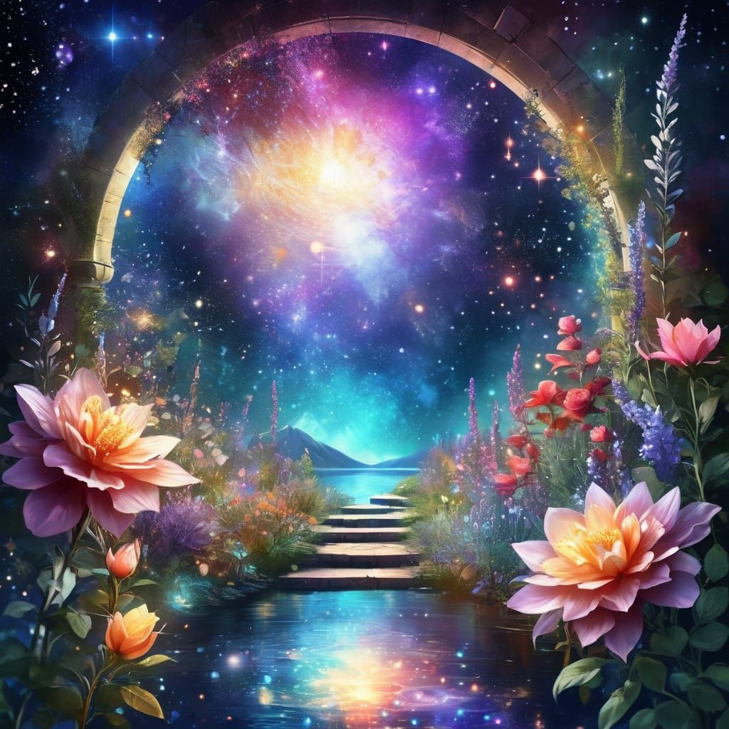 Timeless Garden Oasis in Vibrant Watercolor