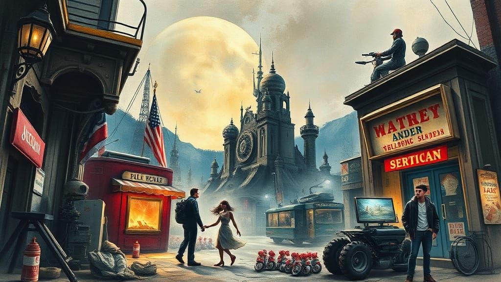 Science Fiction Horror Romance in Watercolor Charcoal