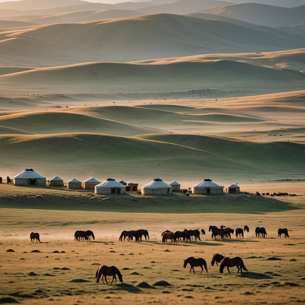 Mongolian Steppe Sunrise: A Landscape Photograph