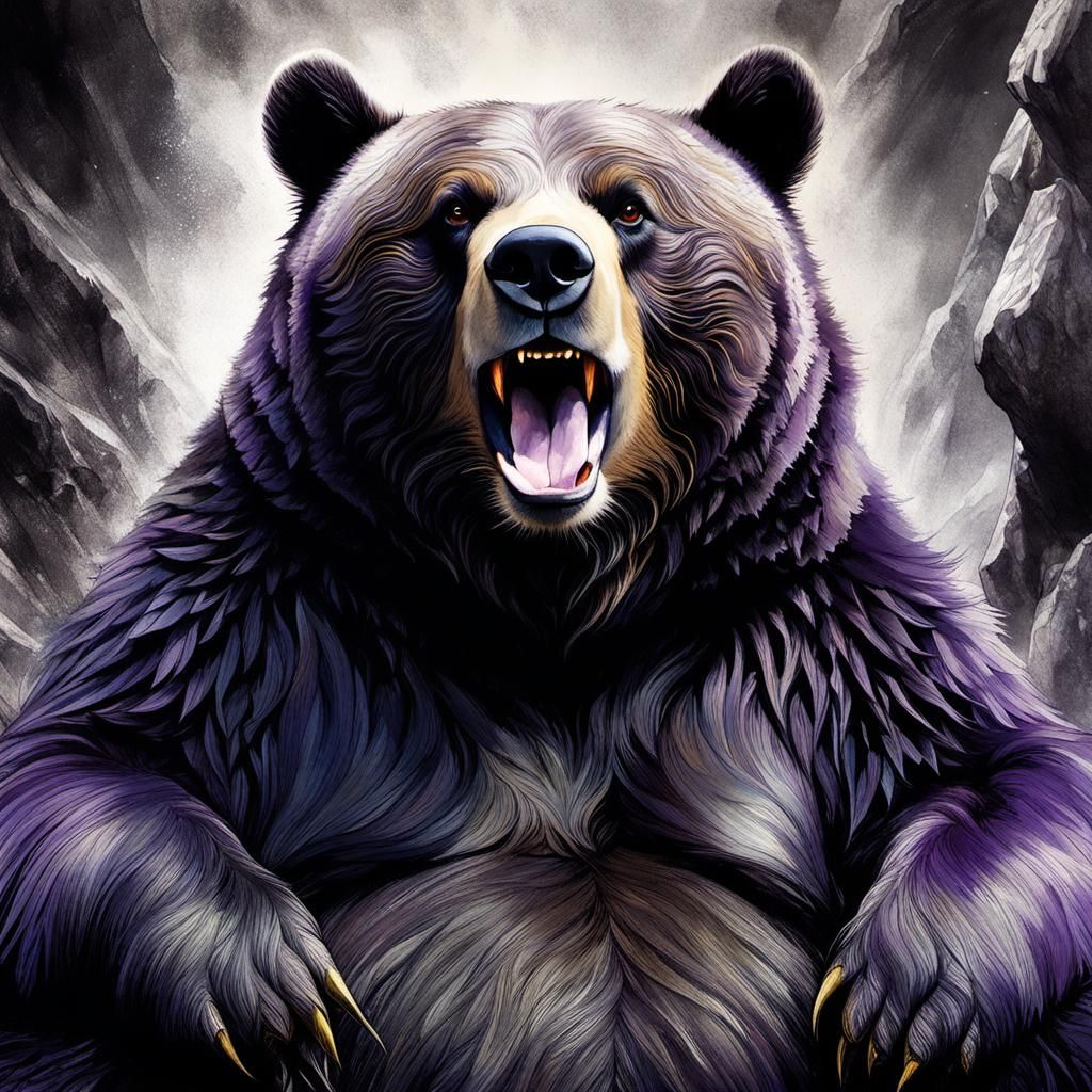 Surprised Bear Portrait in Surrealist Style