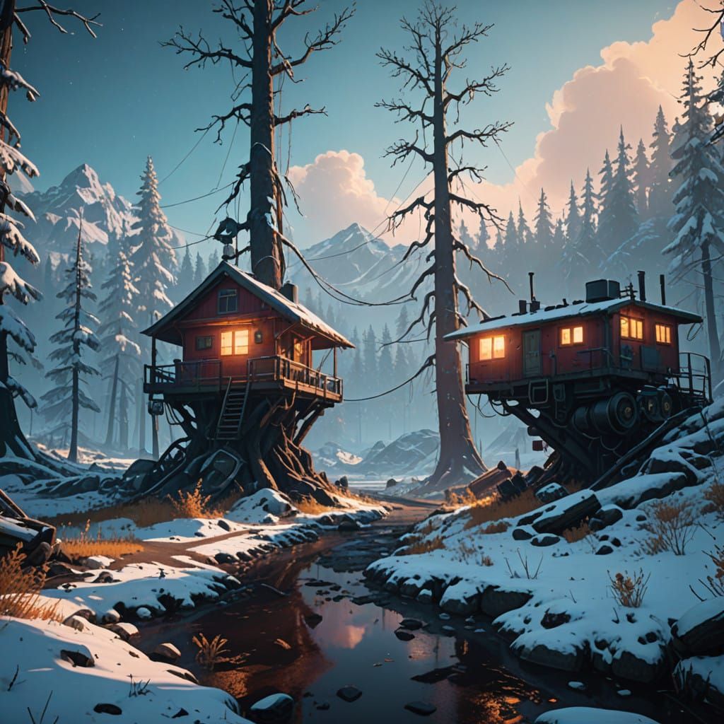 Mystical Forest Landscape in Vibrant Colors