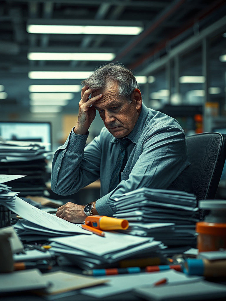 Exhausted Office Worker in Gritty Digital Art Style