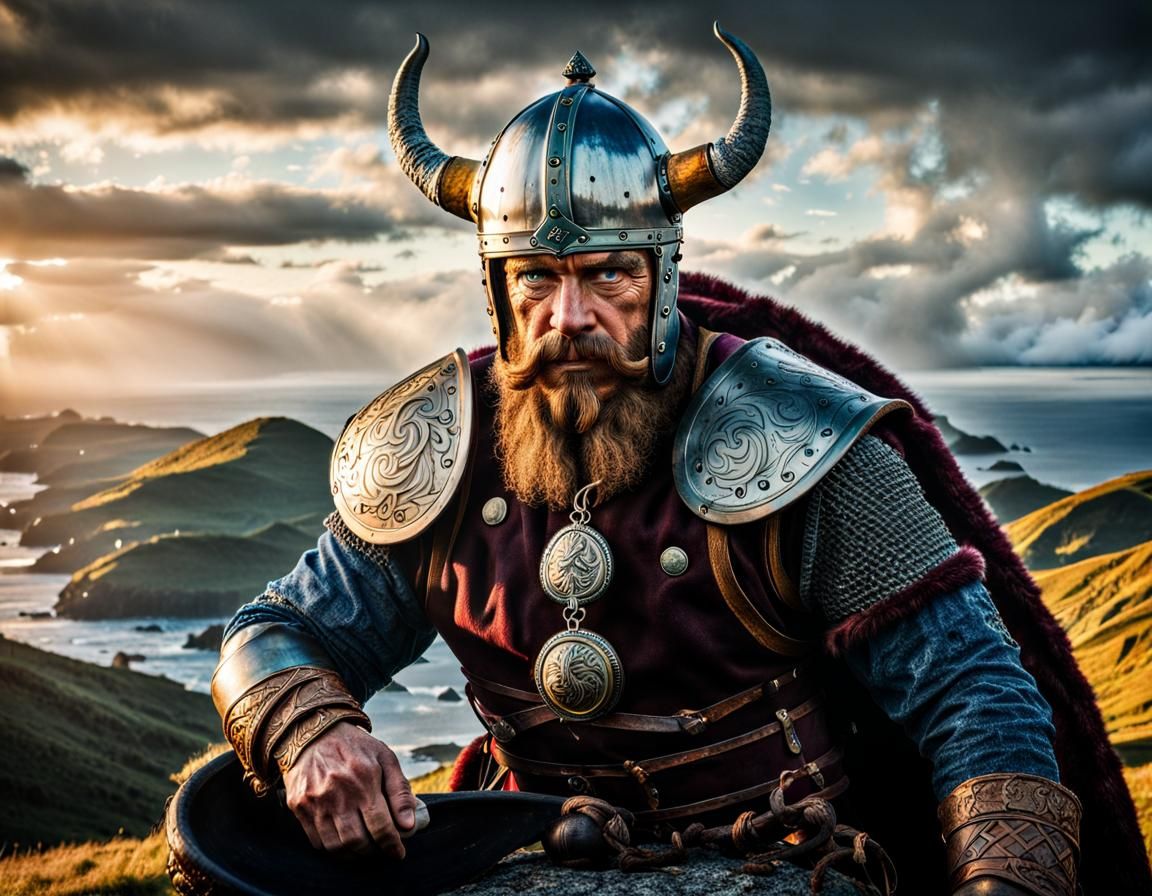 Fierce Viking Brew: A Klimt-Inspired Masterpiece