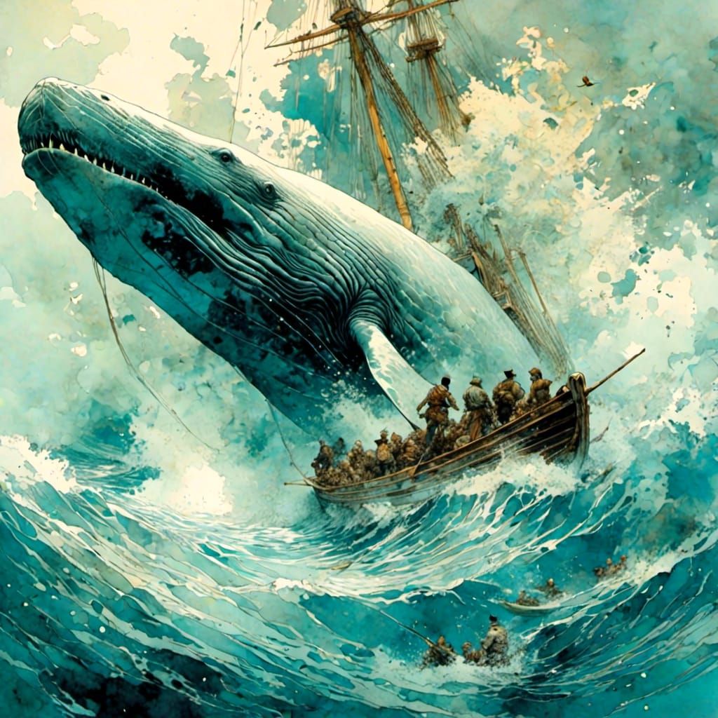 Captain Ahab's Polychromous Whale Hunt: Jules Verne Style