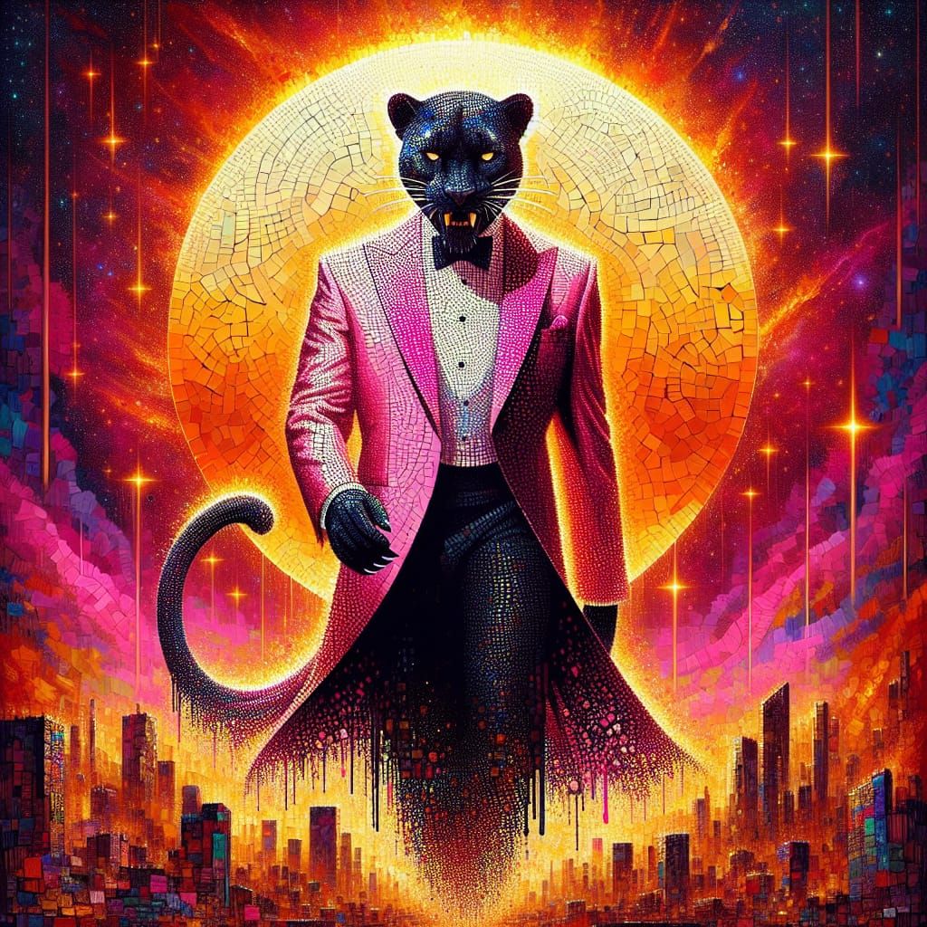 Mosaic art, the pink panther