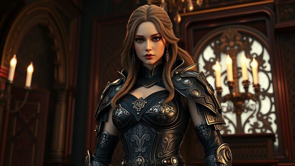 Hyperrealistic BJD Doll in Xena Warrior Princess Armor, Goth...