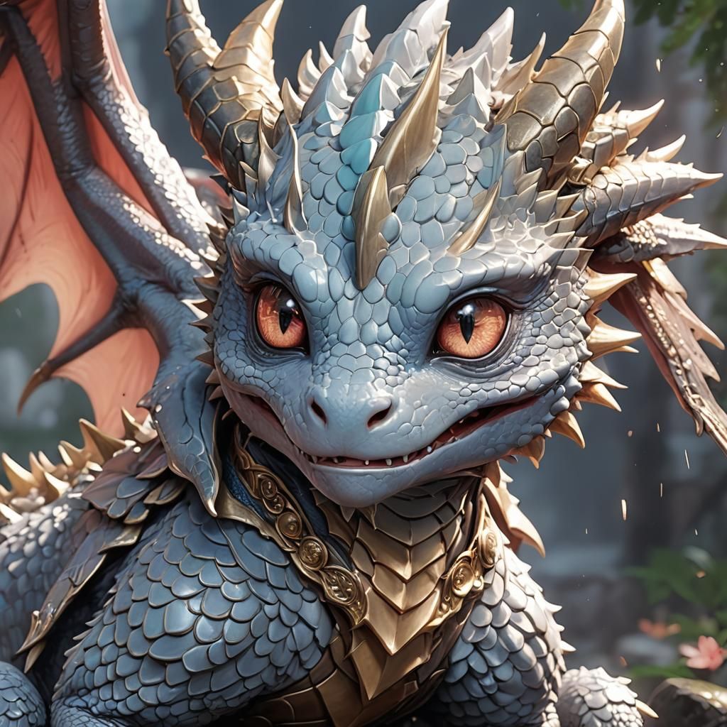 Crying Dragon: Detailed 3D Anime Concept Art