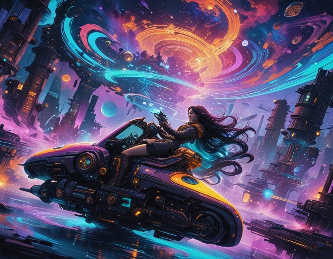 Steampunk Space Rider in Elegance and Gears