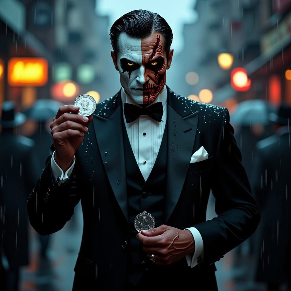 Dramatic Split-Face Portrait in Cinematic Lighting