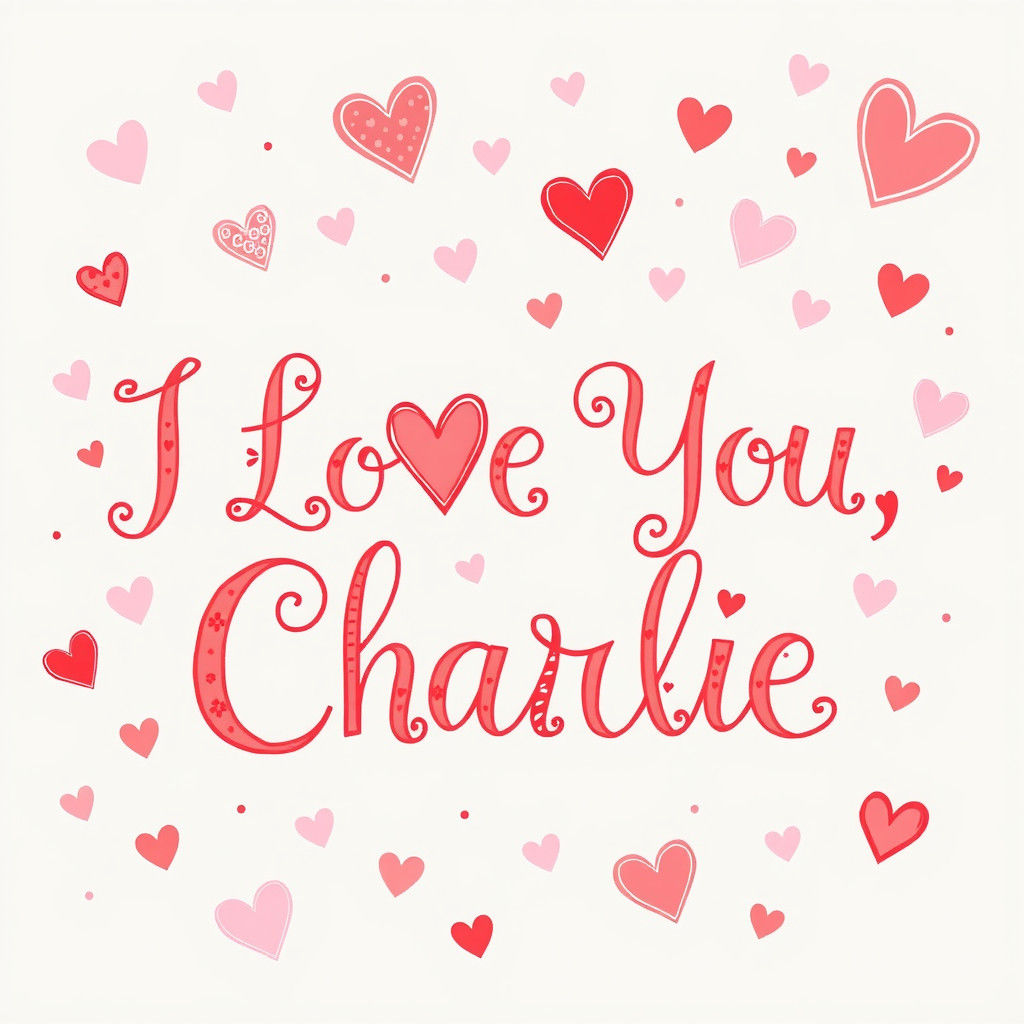 Create heart-themed text making the words (I Love You, Charl...