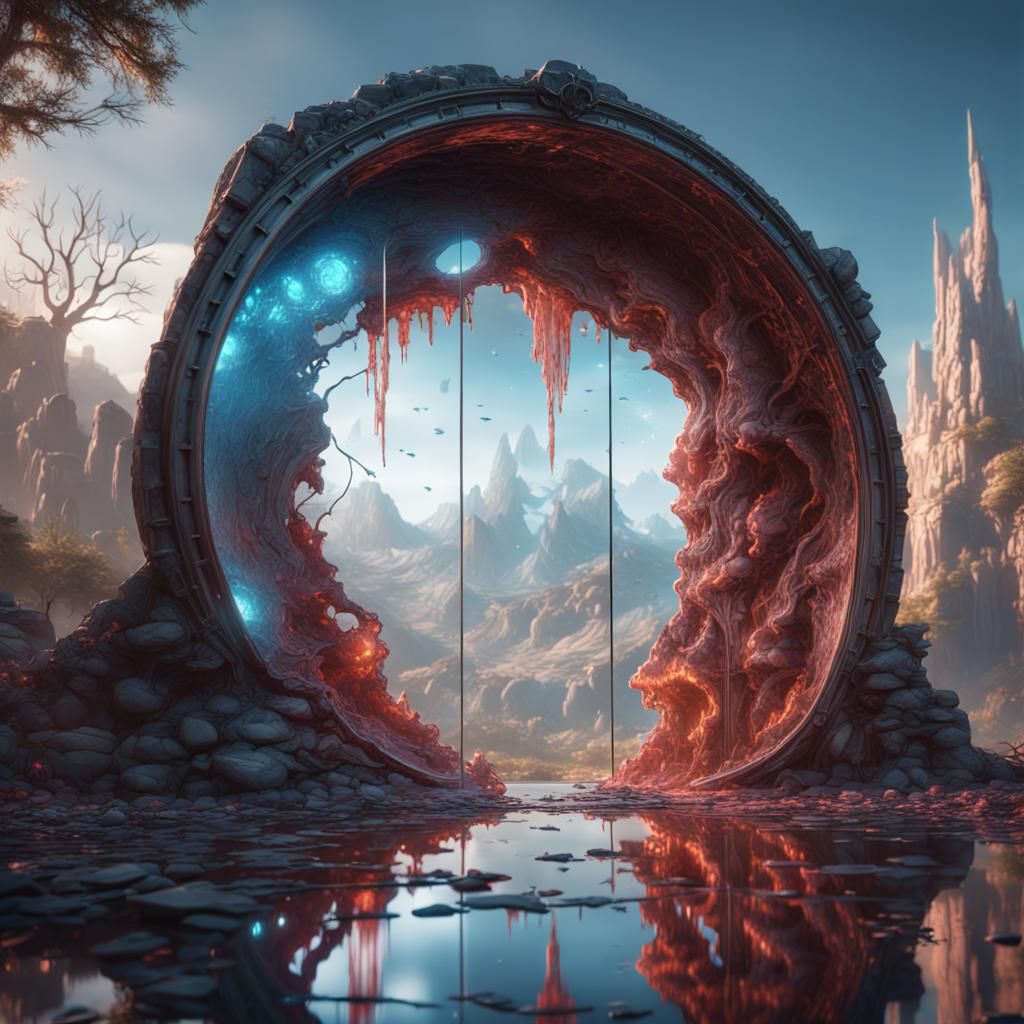 Portal Glass Reflects Sad Memory in Detailed Painting