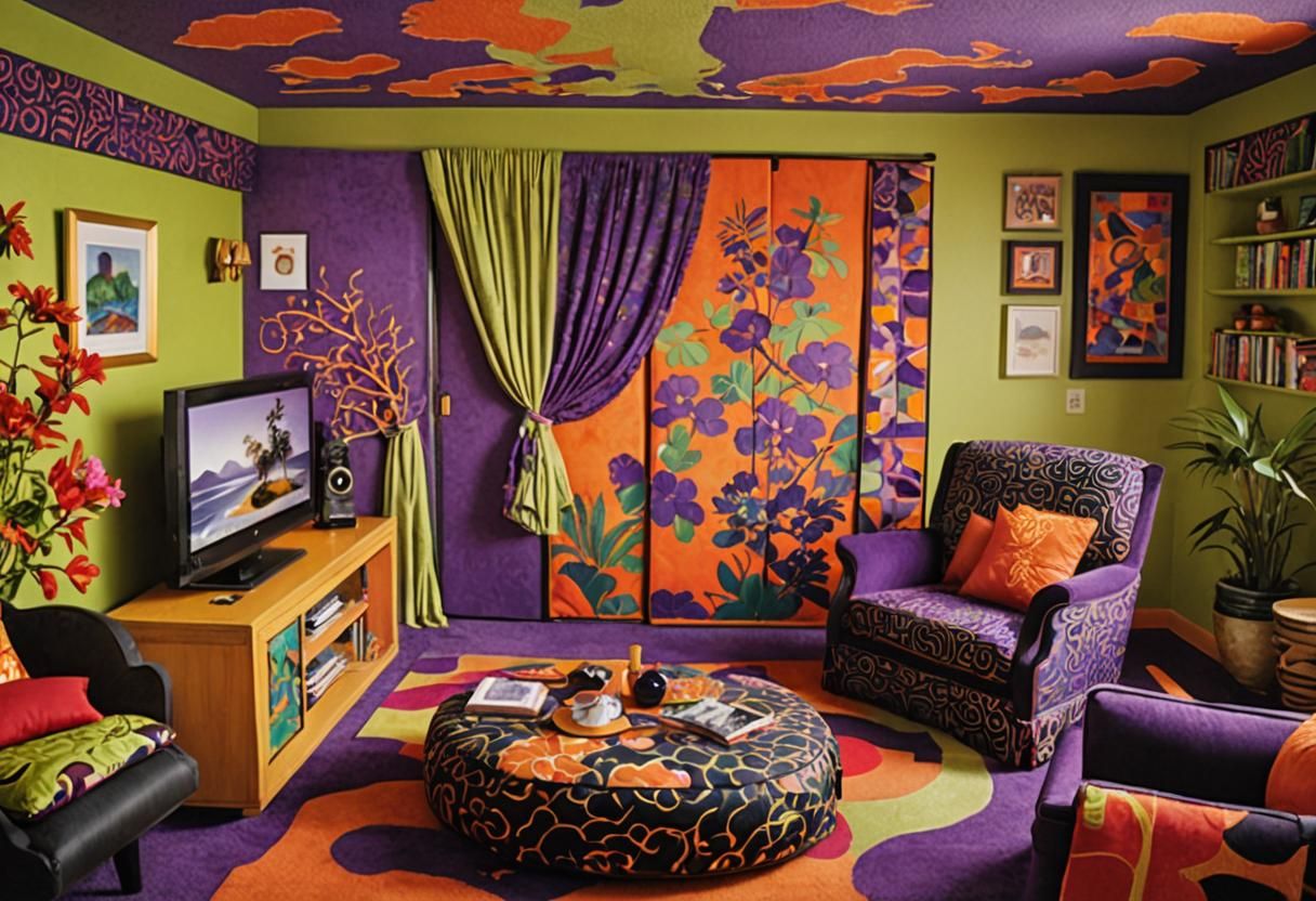 Fauvist Fijian-Japanese Living Room in Vibrant Colors