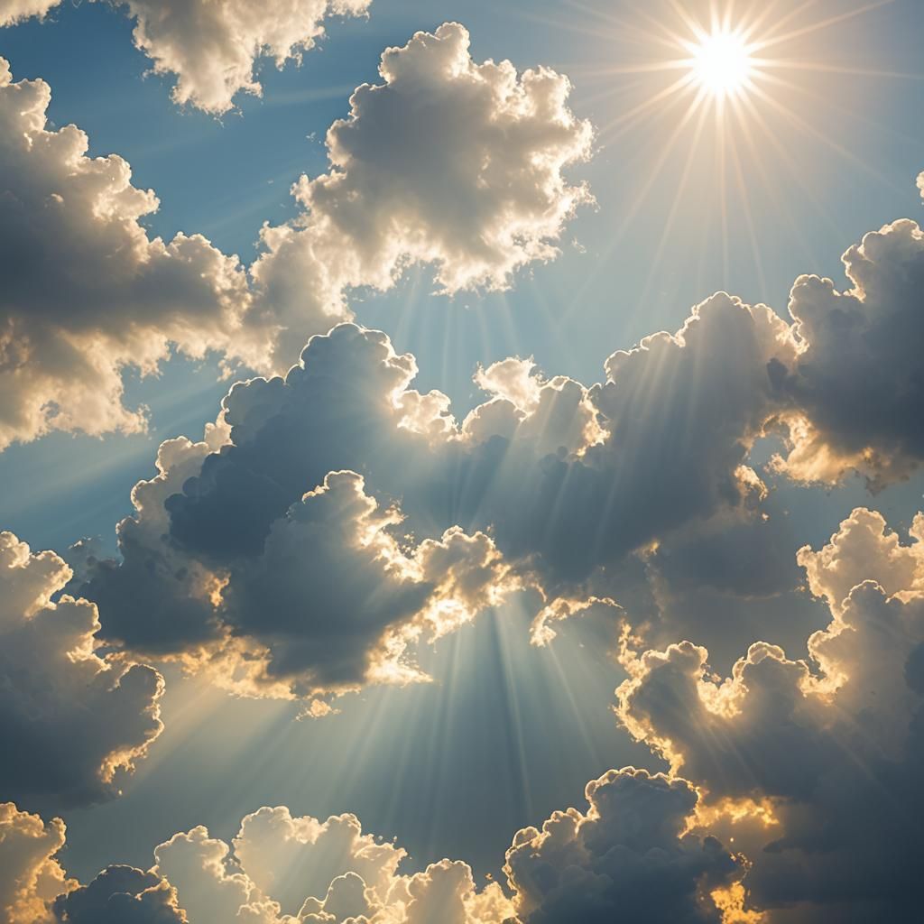 Divine Sunshine Beams Through Heavenly Clouds