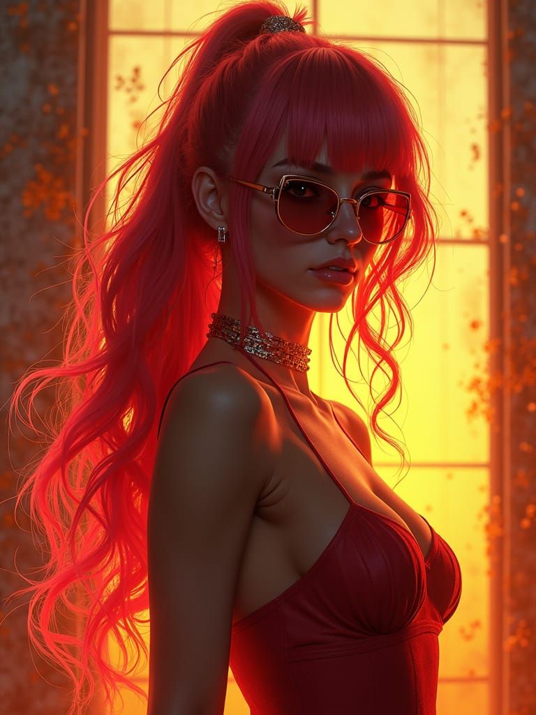 Sunset Shimmer Gangster Portrait in Artstation Style