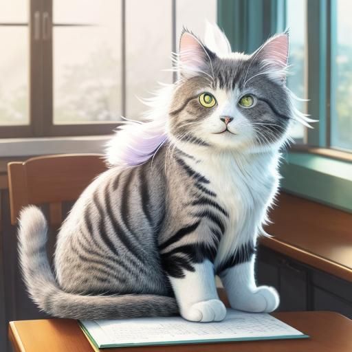 Anime Cat Girl in School Uniform