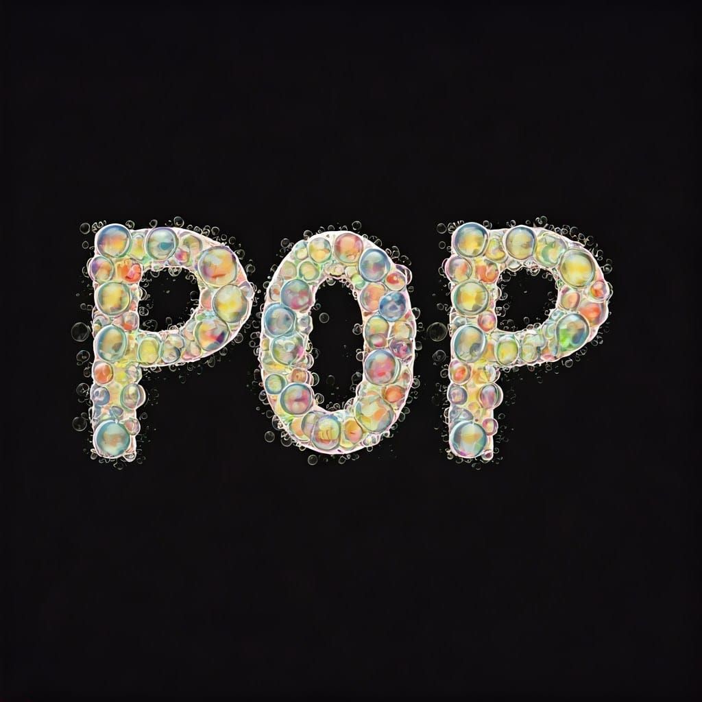 Iridescent Bubbles Spell Pop in Whimsical Style