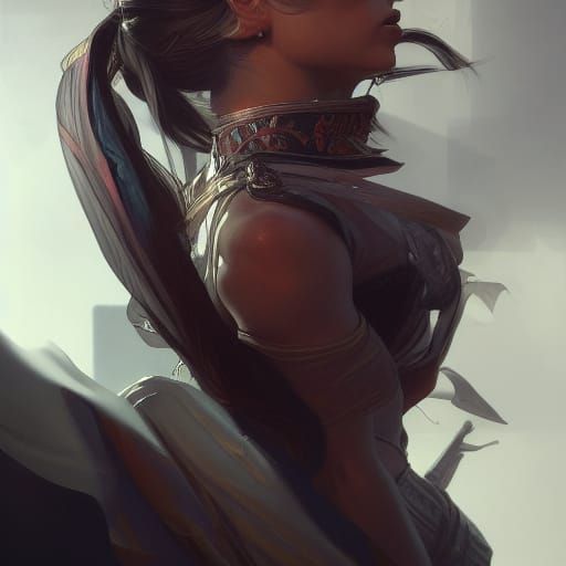 Assassin Woman Portrait in Hyperdetailed Lighting