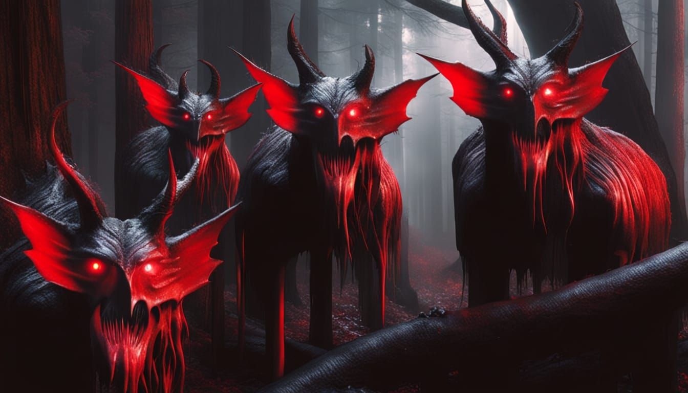 Monstrous Creature in Dark Forest, Gothic Horror Art