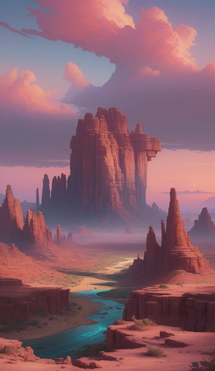 Sonoran Desert Sunset Landscape in Digital Art Style