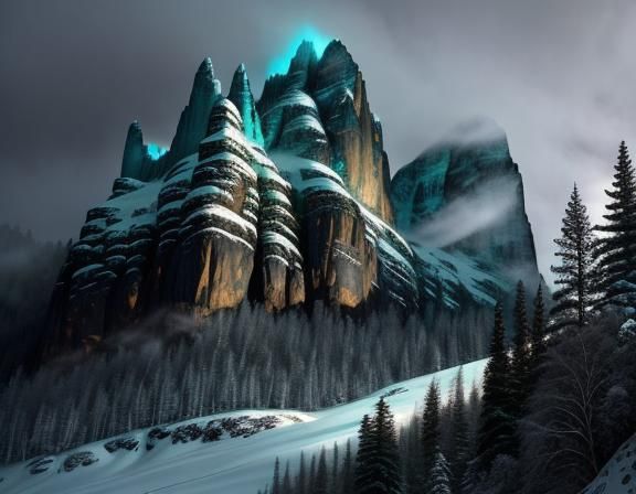 Snowy Mountain Range Oil Painting