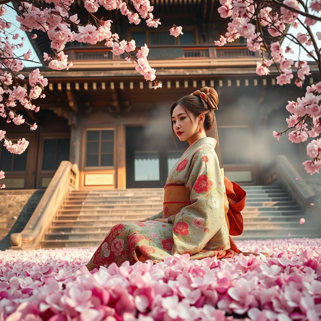 Ancient Temple in Cherry Blossoms