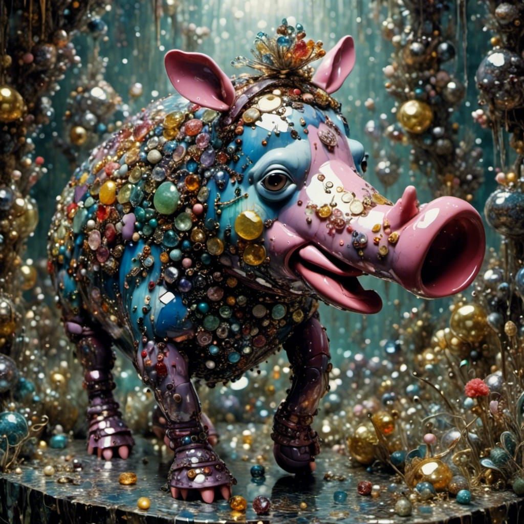 Bejeweled Chibi Eeyore in Encaustic Style