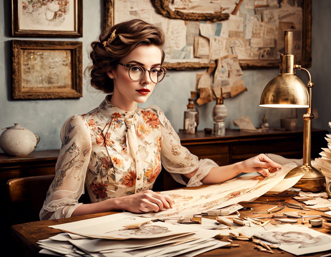 Elegant Vintage Study of a Bespectacled Scholar