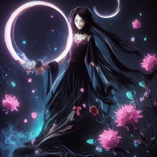 Yin and Yang Figures in Dreamy Illustration