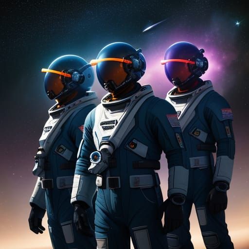 Astronauts and Galaxy Rockets in Hyper-Realistic Sci-Fi Art