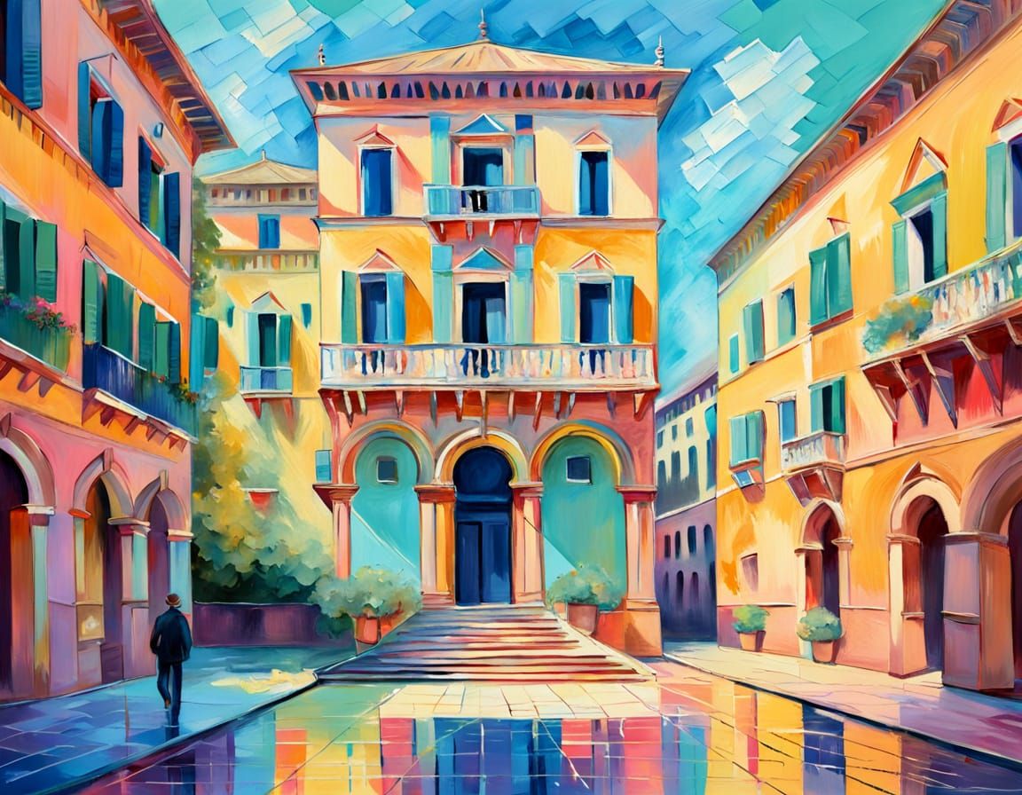 Impressionistic Multilayered Palazzo in Pastel