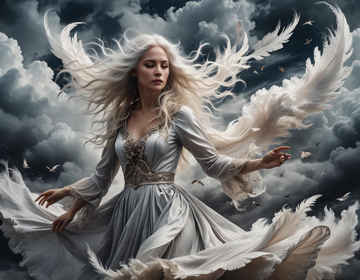 Ethereal Wind Sorcerer Portrait in Dreamscape Style